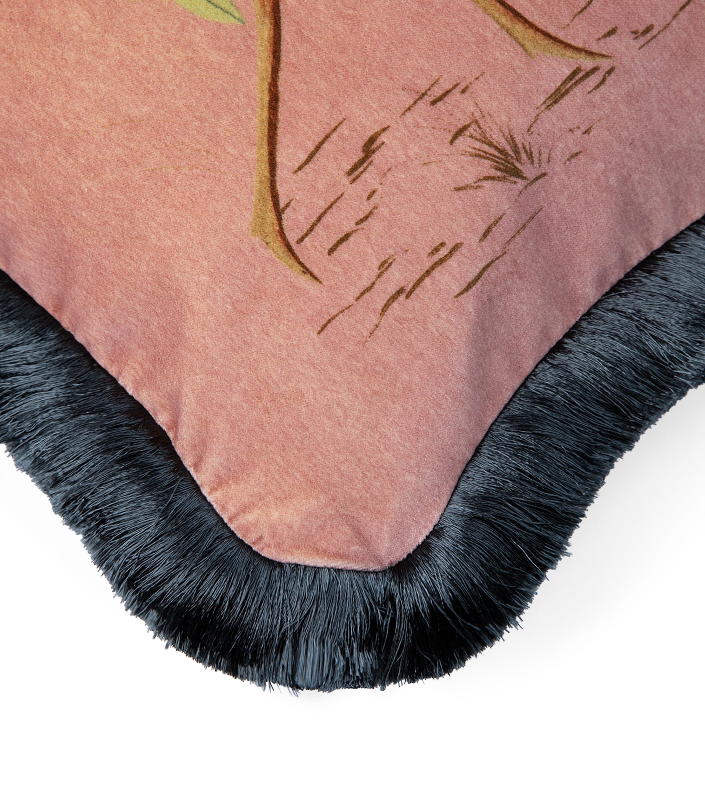 House Of Hackney Medium Velvet Amatoria Pansies Fringed Cushion 45cm x 45cm, UK version