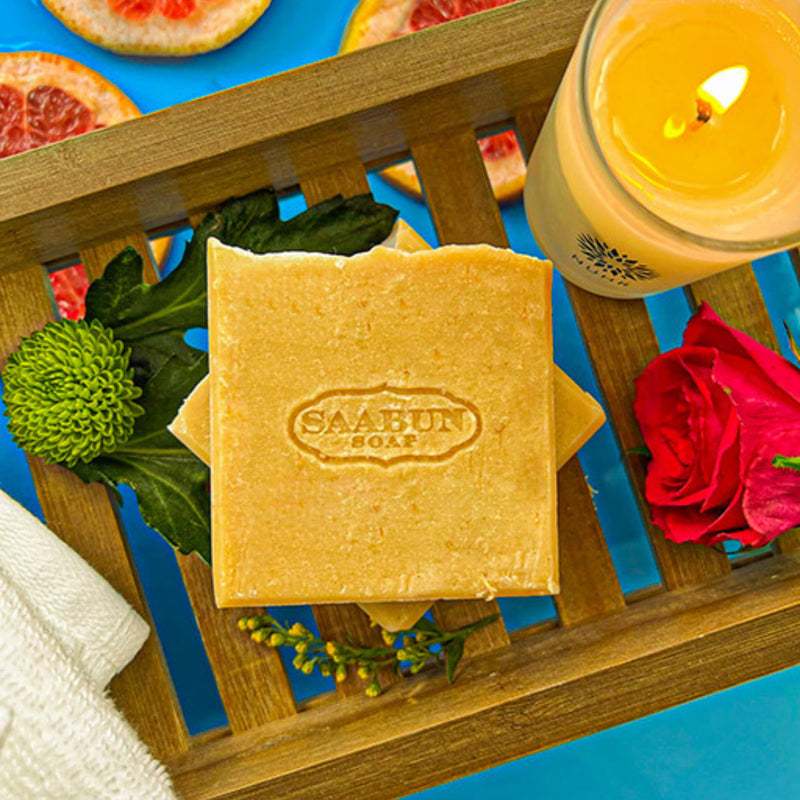 Saabuni turmeric hand and body soap bar 90g, imported from the UK