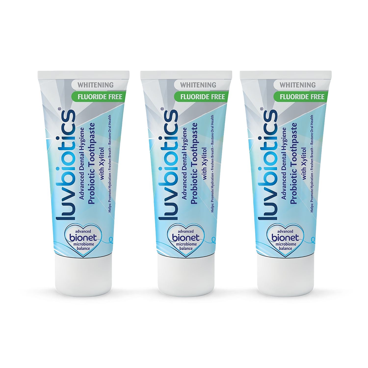 Luvbiotics probiotic fluoride free whitening toothpaste 3 pack - British product