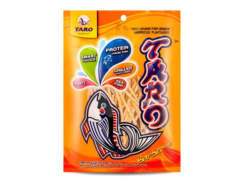 Taro fish snack barbecue flavoured, imported from the UK