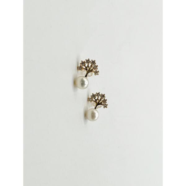 SVNX pearl stud earring diamante tree gold, imported from the UK
