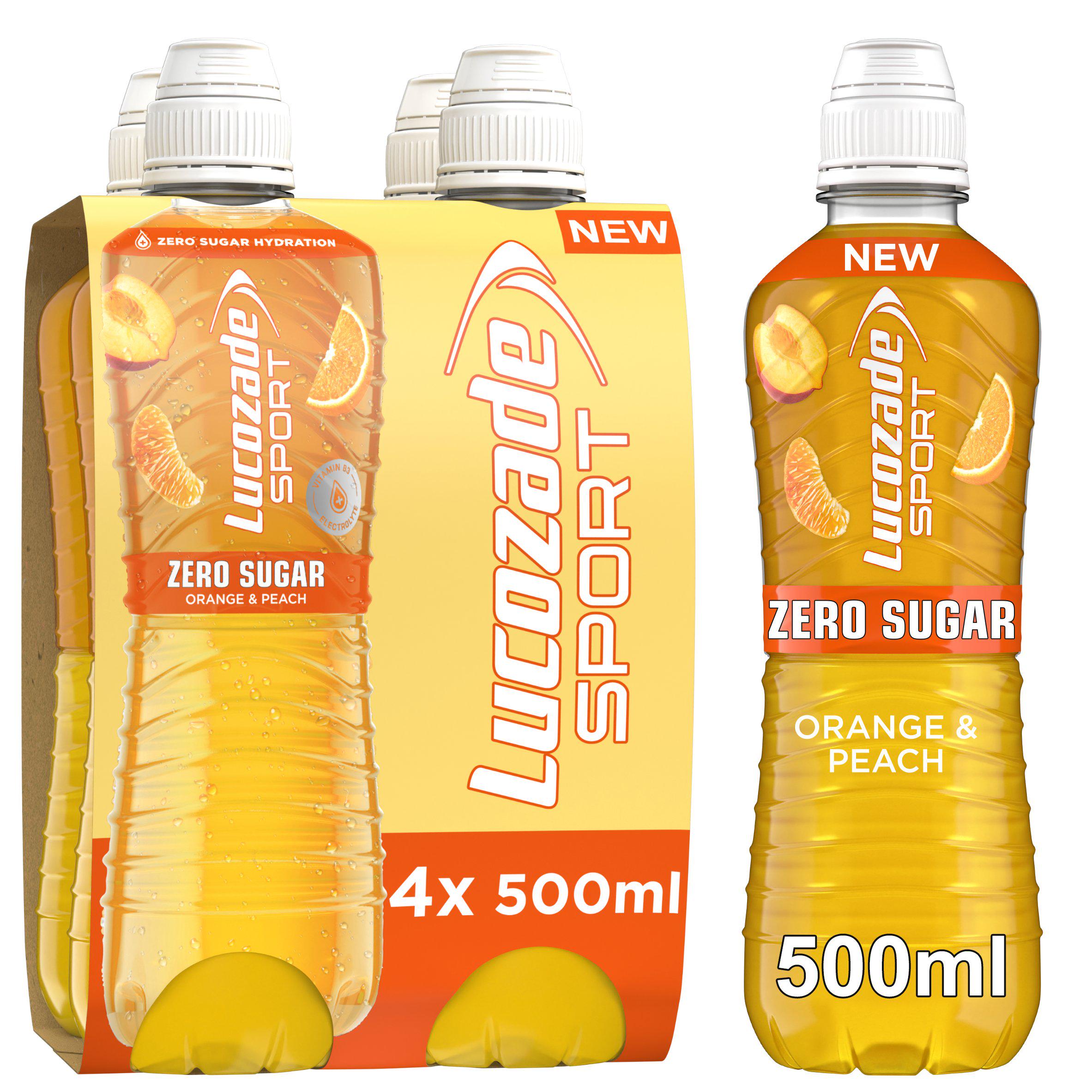 Lucozade Sport Drink Zero Orange & Peach 4x500ml GOODS Sainsburys   