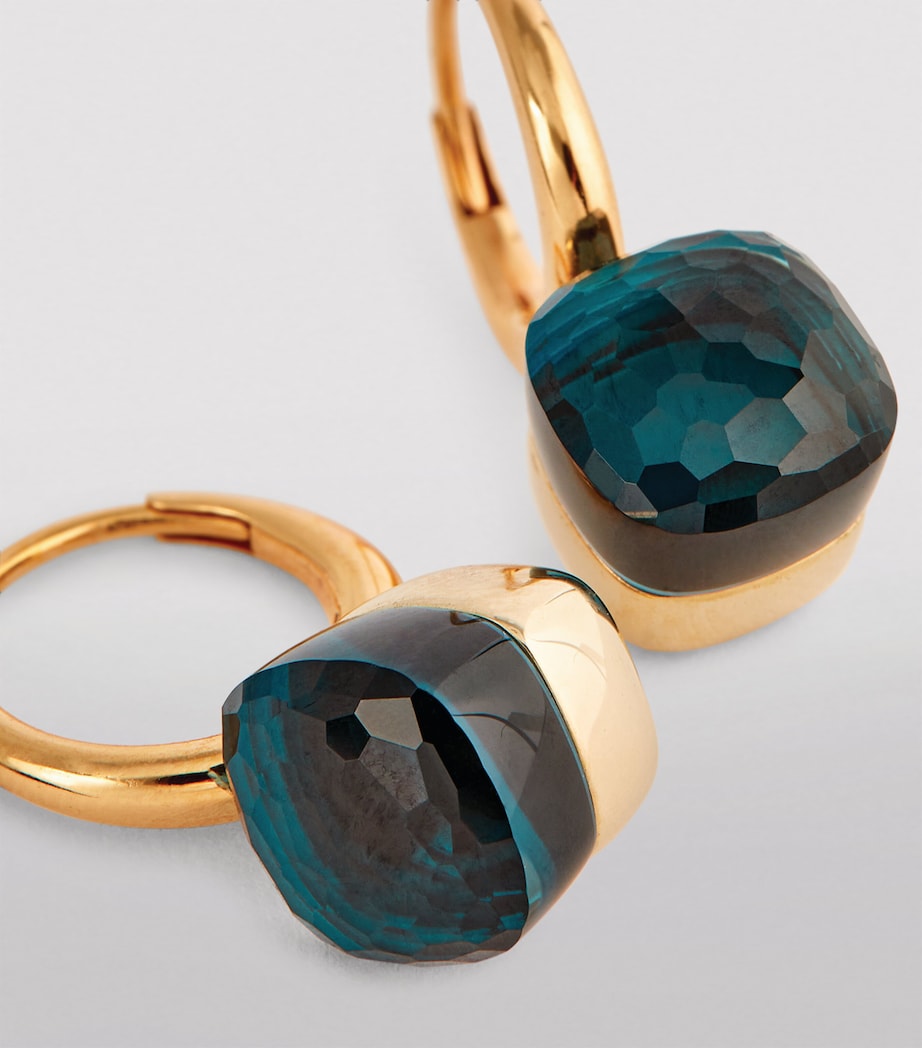 Pomellato Petit Nudo drop earrings blue topaz rose gold (British brand)