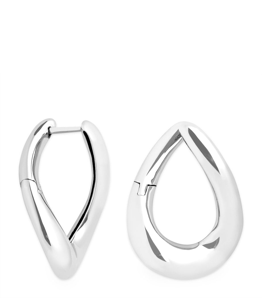 Astrid & Miyu rhodium-plated silver Molten hoop earrings (British brand)