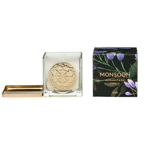 Monsoon bergamot fig scented candle 180g (British brand)