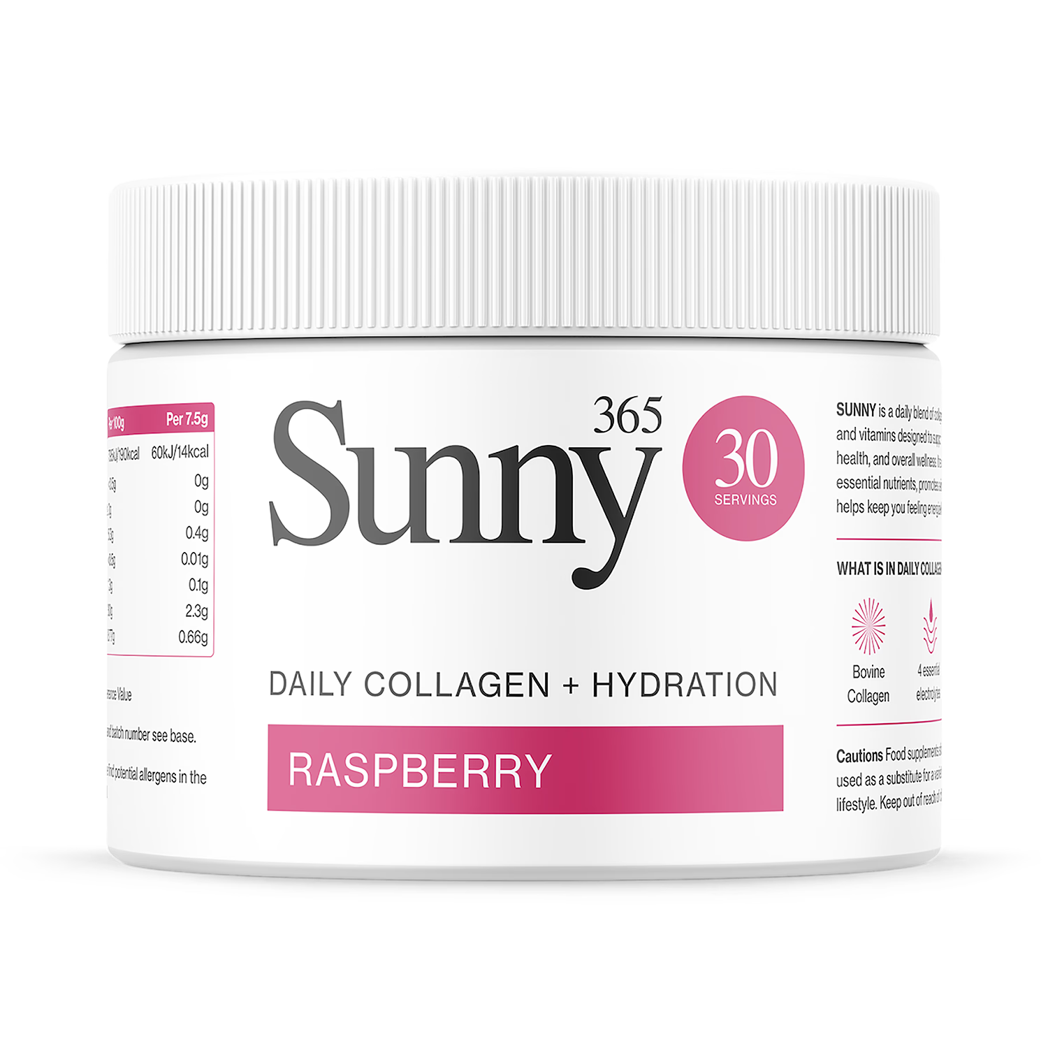 Sunny collagen and electrolytes powder blend raspberry 30 sachets, UK version