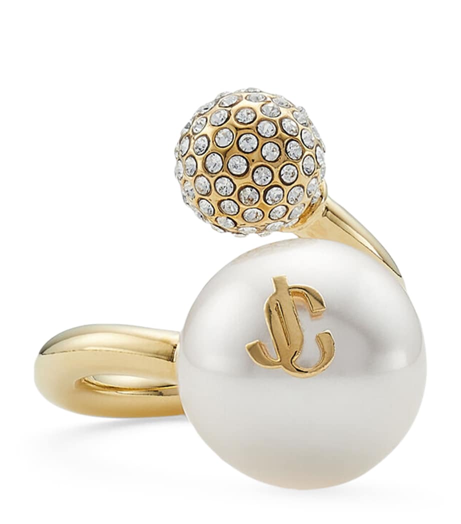 Jimmy Choo Auri ring with pearl and crystal, imported from the UK