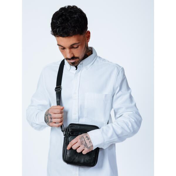 SVNX genuine leather crossbody messenger black - British product