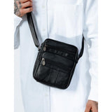 SVNX genuine leather crossbody messenger black - British product