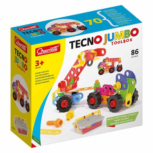 Quercetti Tecno Jumbo Toolbox building set 86 pieces (British brand)