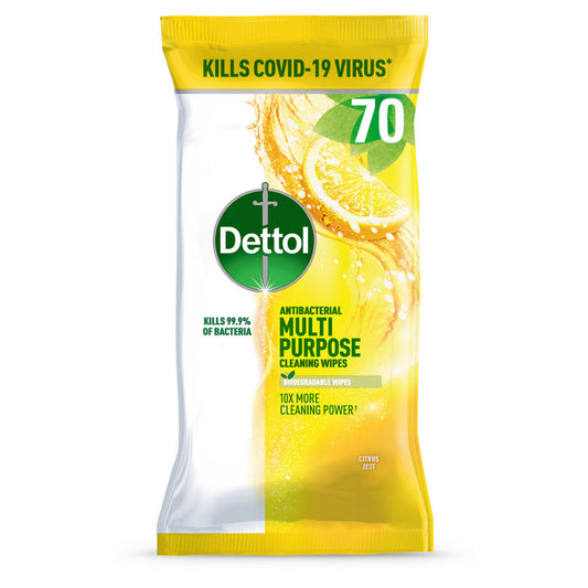Dettol Antibacterial Biodegradable Citrus Multi Surface Cleaning Wipes x70 Accessories & Cleaning ASDA   