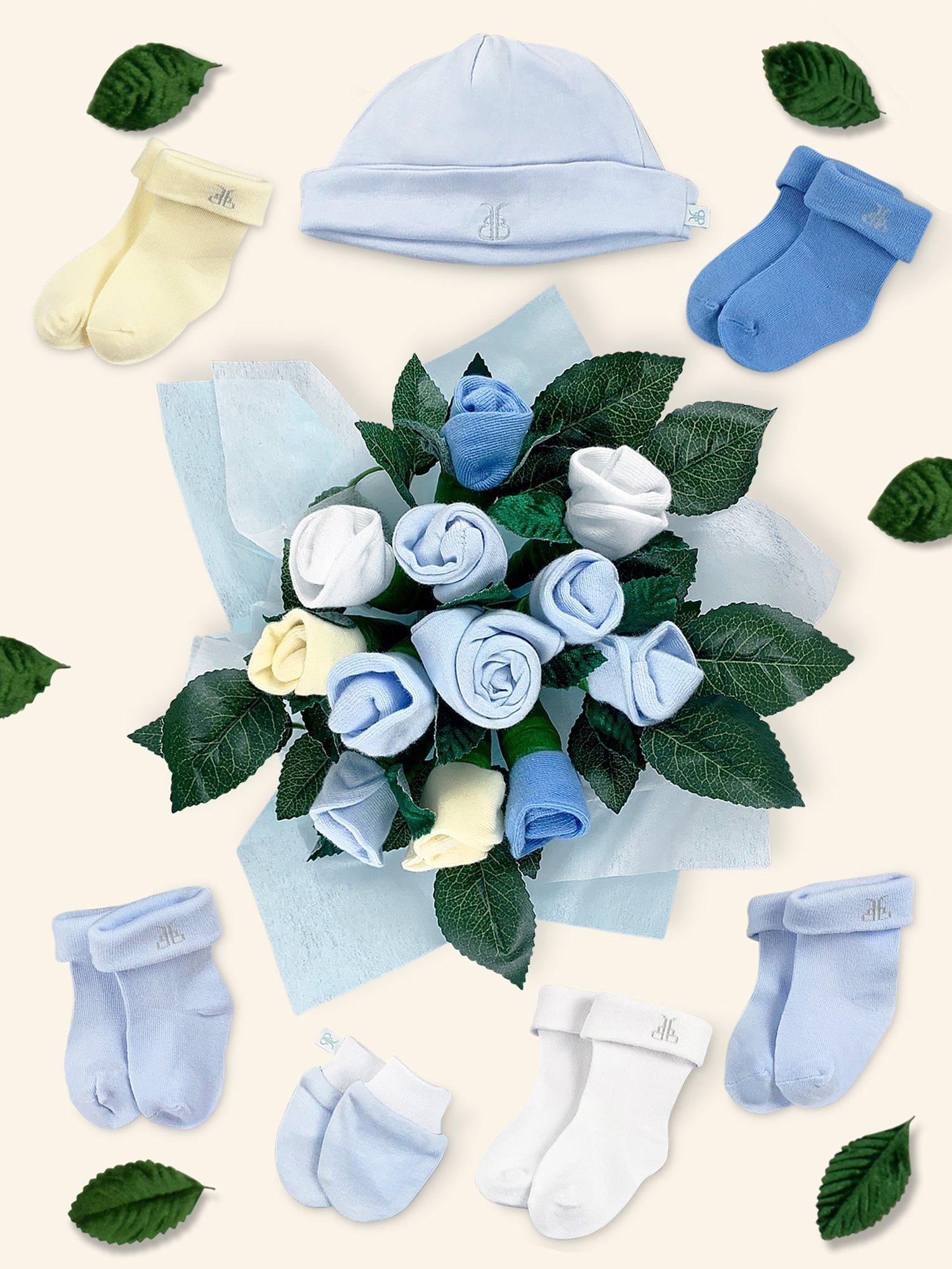 Babyblooms personalised Berkeley Bear welcome baby hamper blue - British product
