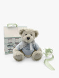 Babyblooms Berkeley Bear personalised soft toy with bear house box, light blue, 20cm high - British product