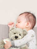 Babyblooms Berkeley Bear personalised soft toy with bear house box, light blue, 20cm high - British product