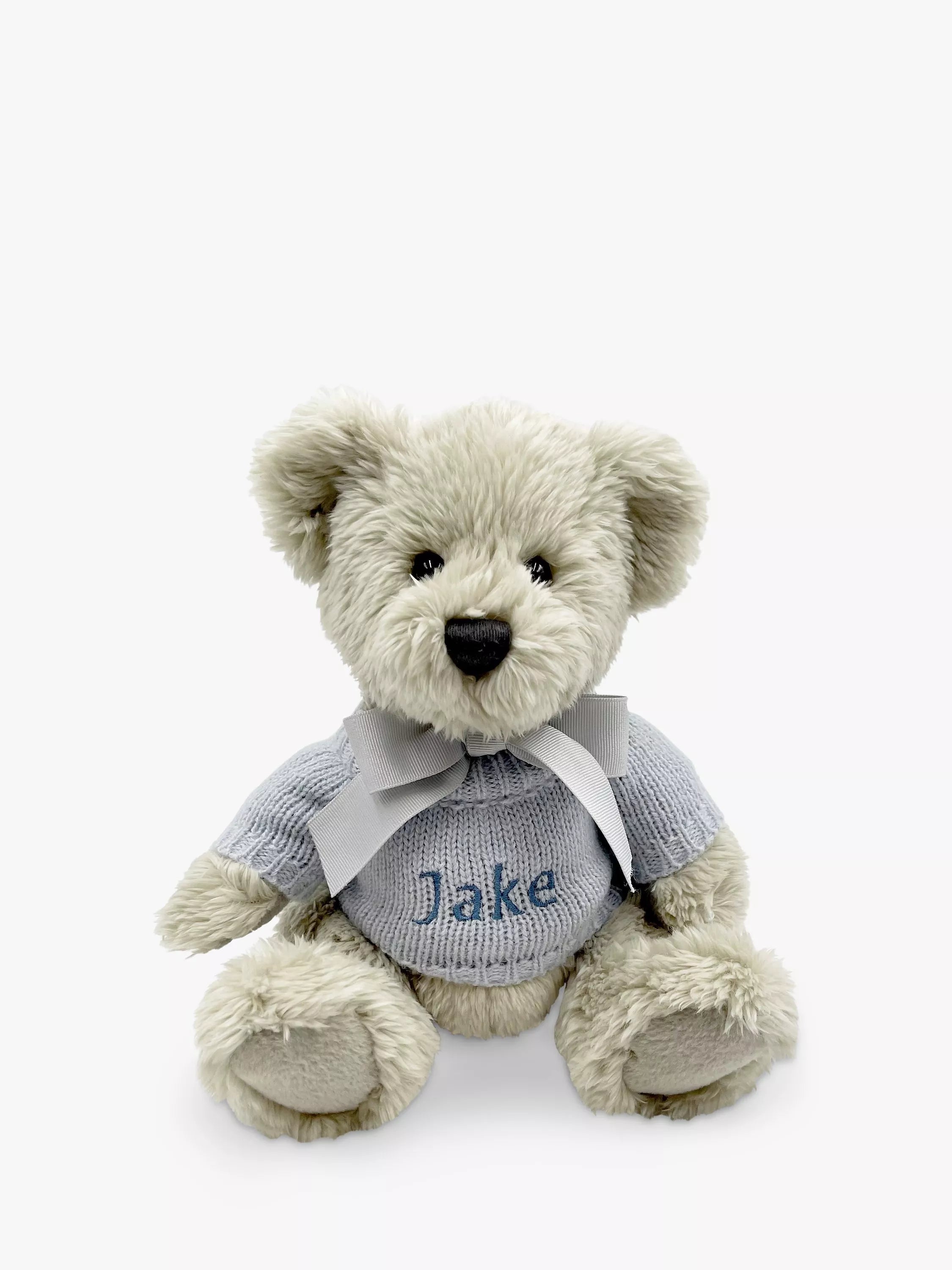 Babyblooms Berkeley Bear personalised soft toy with bear house box, light blue, 20cm high - British product