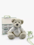 Babyblooms Berkeley Bear Personalised Soft Toy with Bear House Box Light Blue