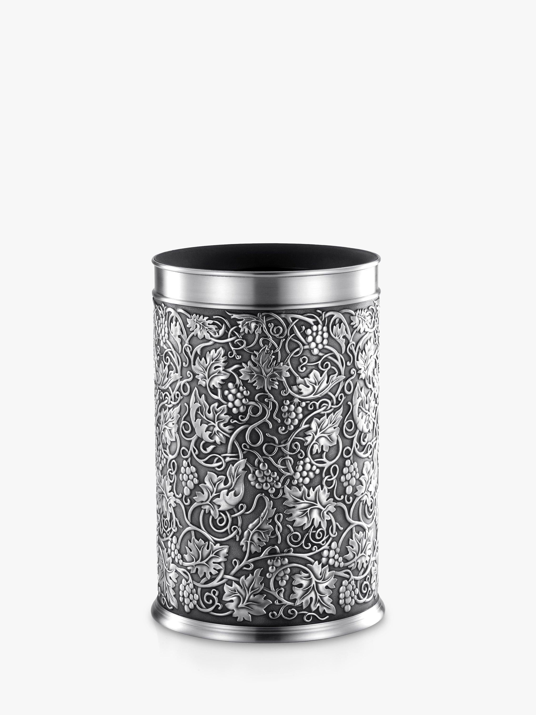 Pewter Bottle Chiller with Insulated Liner and Grape Motif