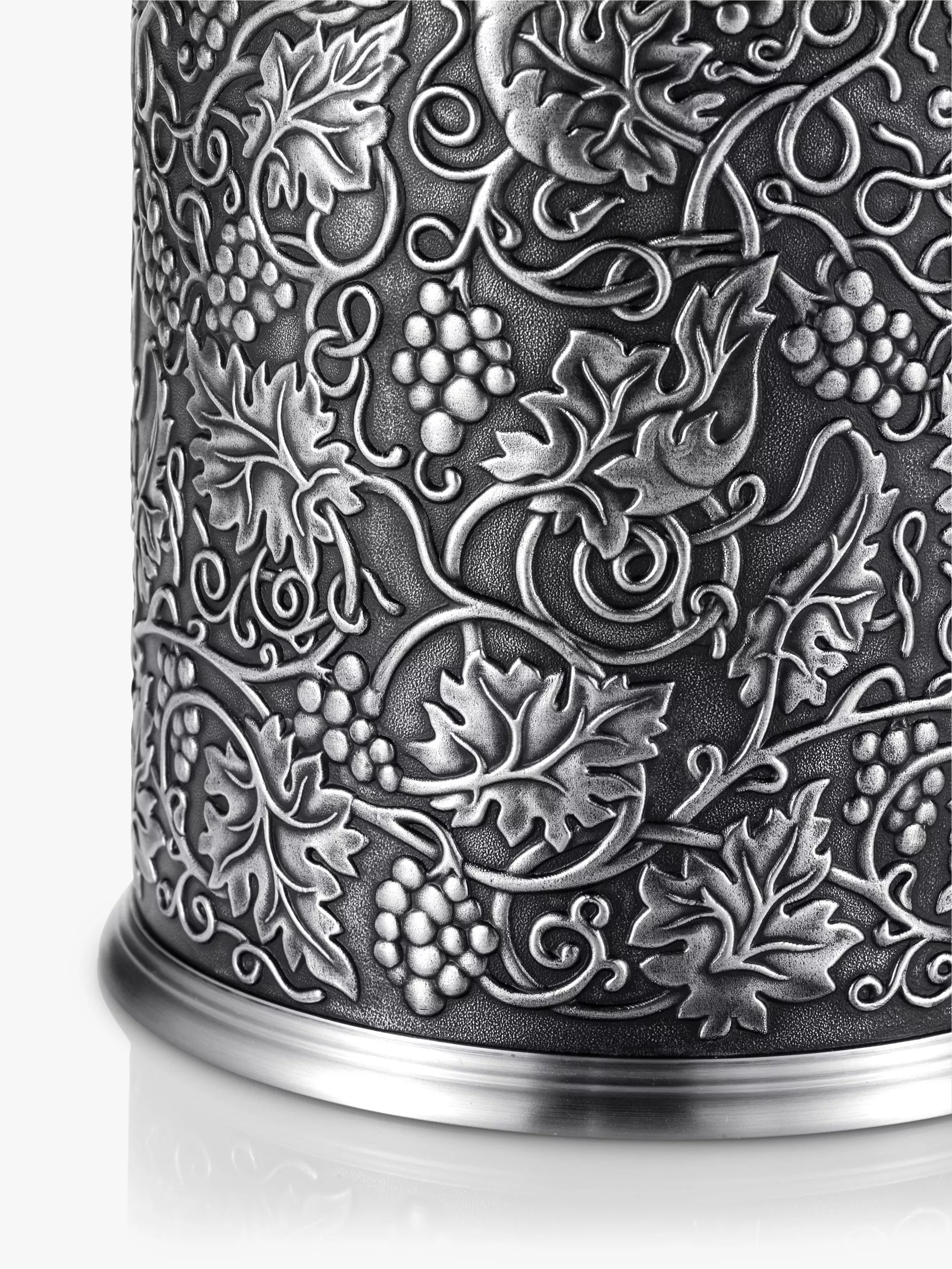Pewter Bottle Chiller with Insulated Liner and Grape Motif