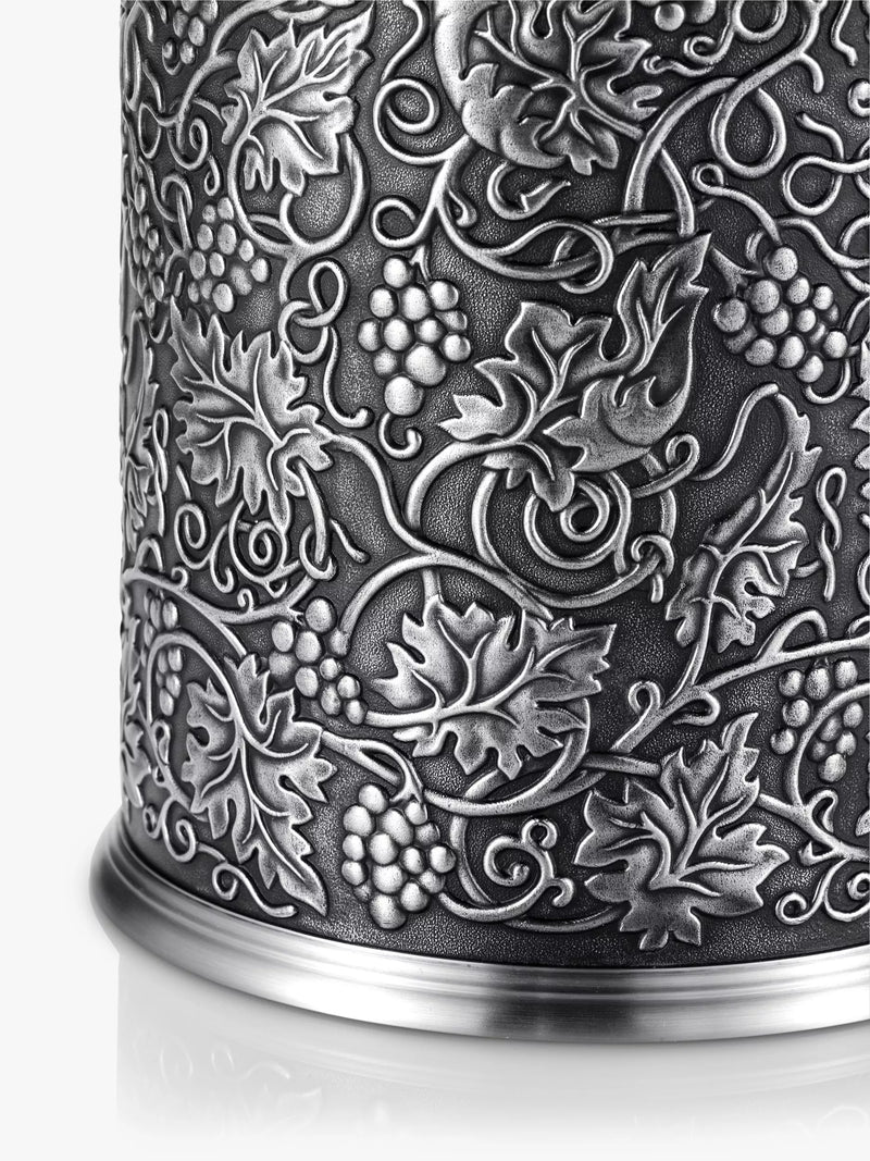 Pewter Bottle Chiller with Insulated Liner and Grape Motif