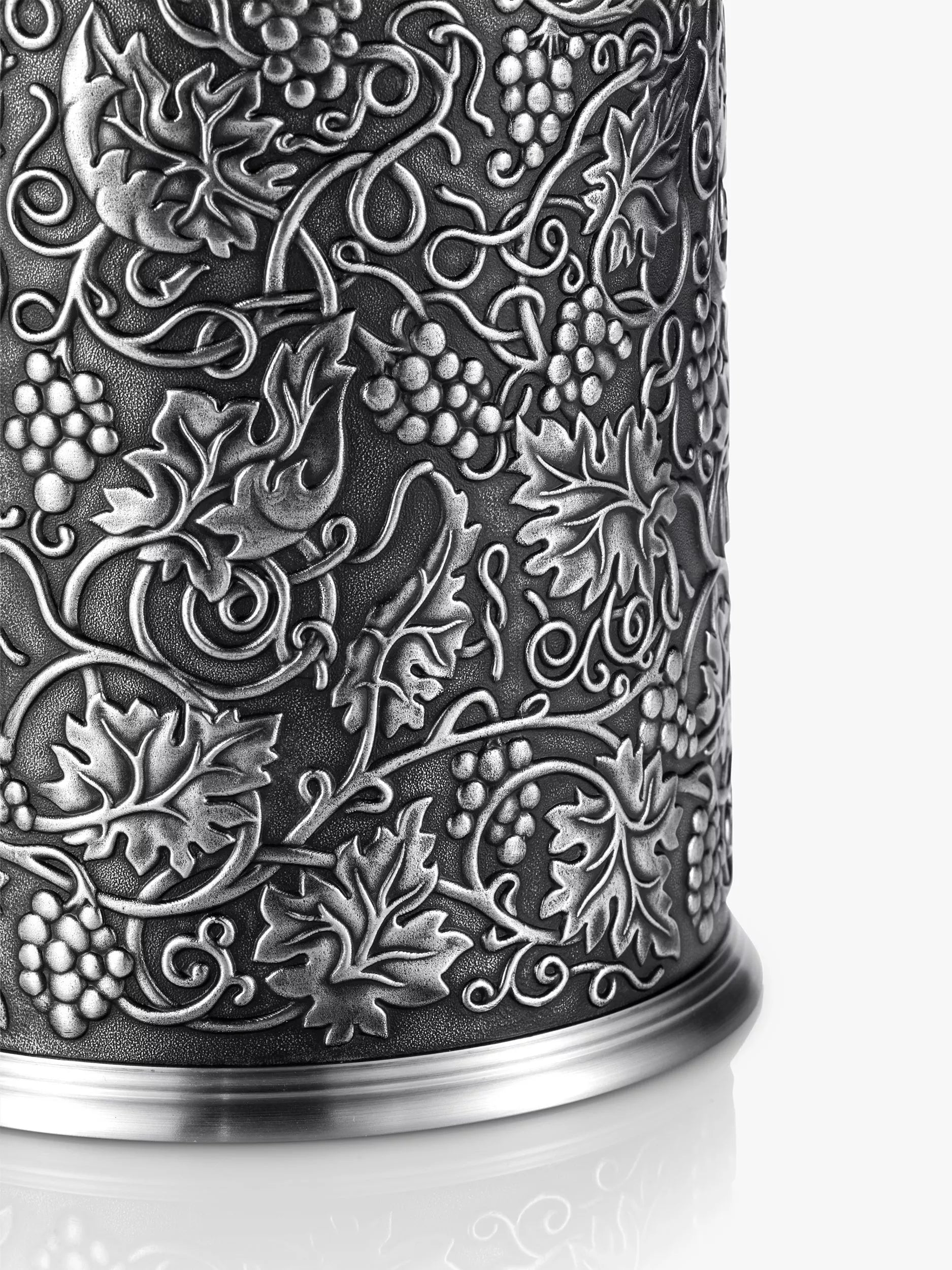 Pewter Bottle Chiller with Insulated Liner and Grape Motif