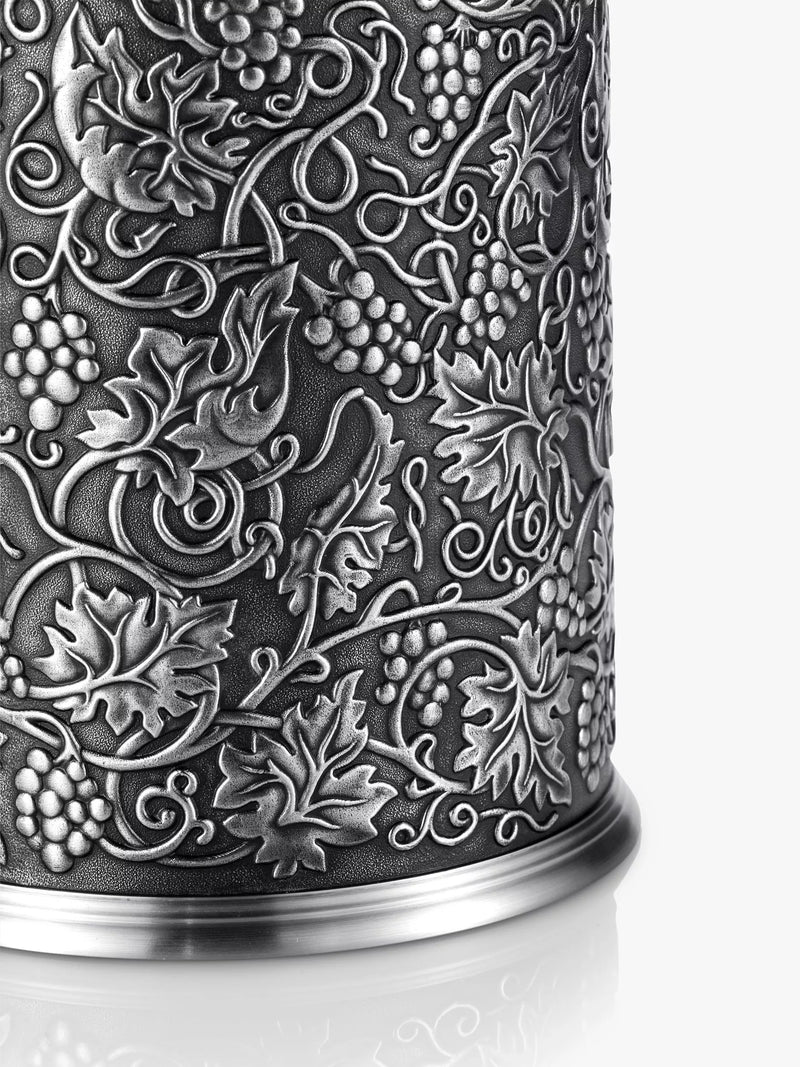 Pewter Bottle Chiller with Insulated Liner and Grape Motif