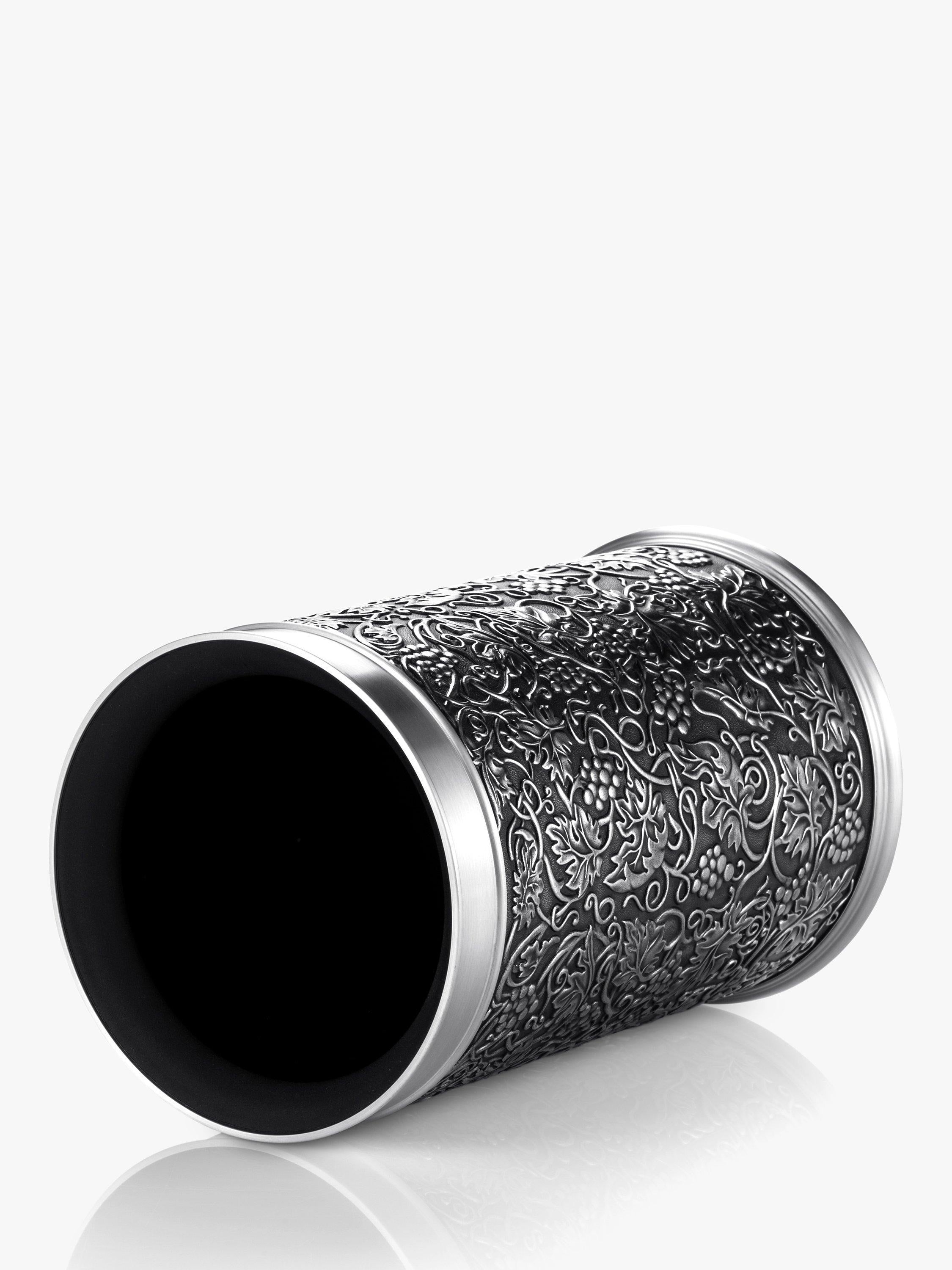 Pewter Bottle Chiller with Insulated Liner and Grape Motif