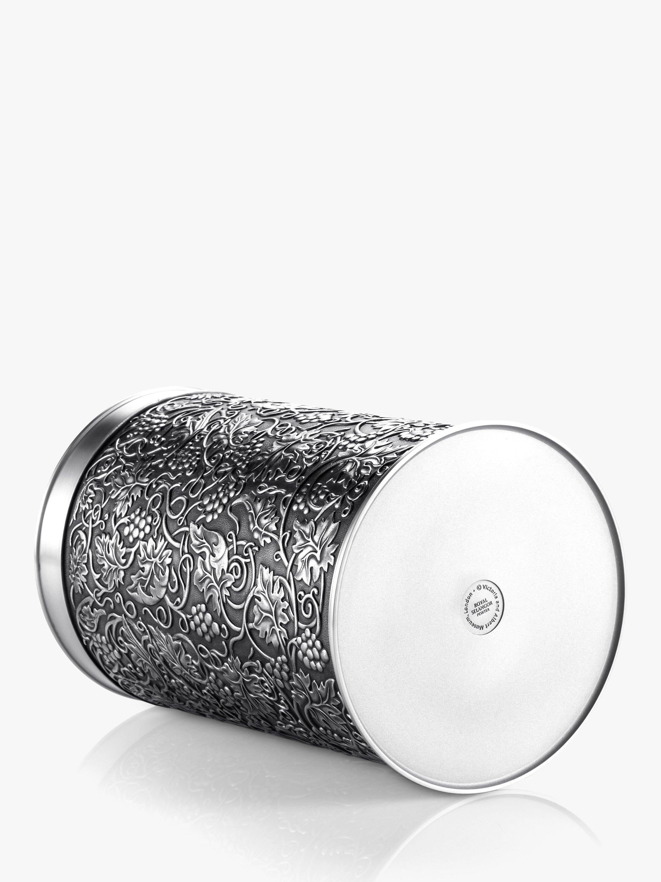 Pewter Bottle Chiller with Insulated Liner and Grape Motif