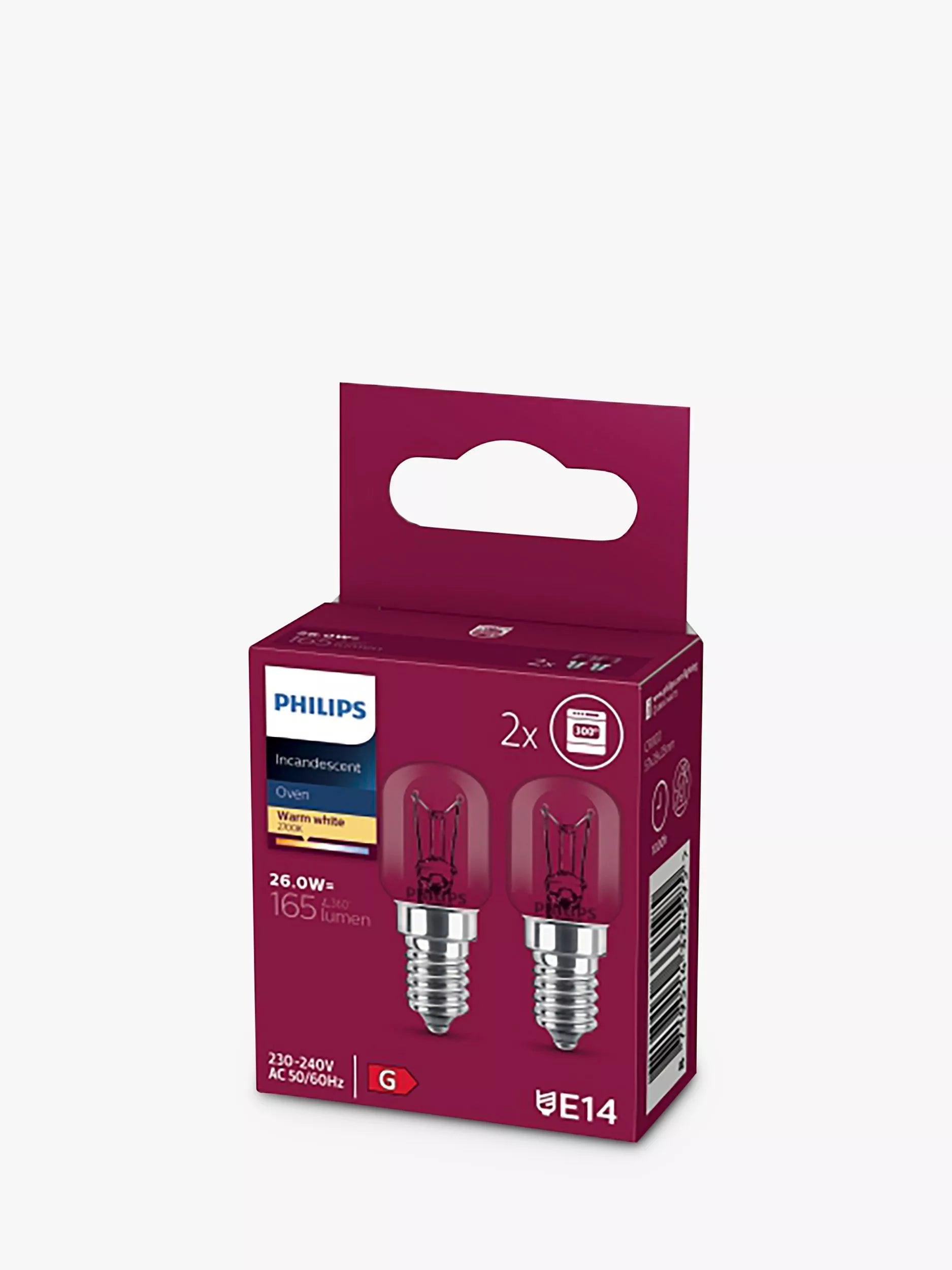 Philips oven bulbs 25W E14 clear set of 2, UK version