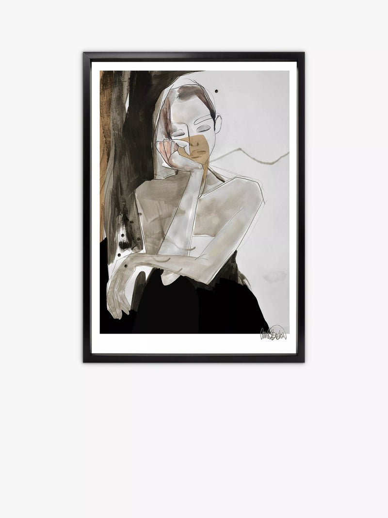 Brookpace Lascelles Anna Bulow 'This Too Shall Pass' framed print grey 75x55cm - British product