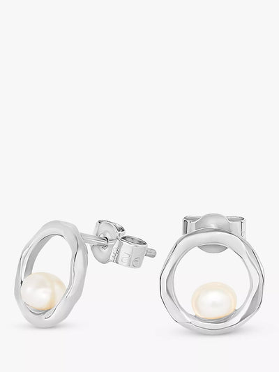 John Lewis Dower & Hall Open Circle Pearl Stud Earrings Silver- Buy online at McGrocer