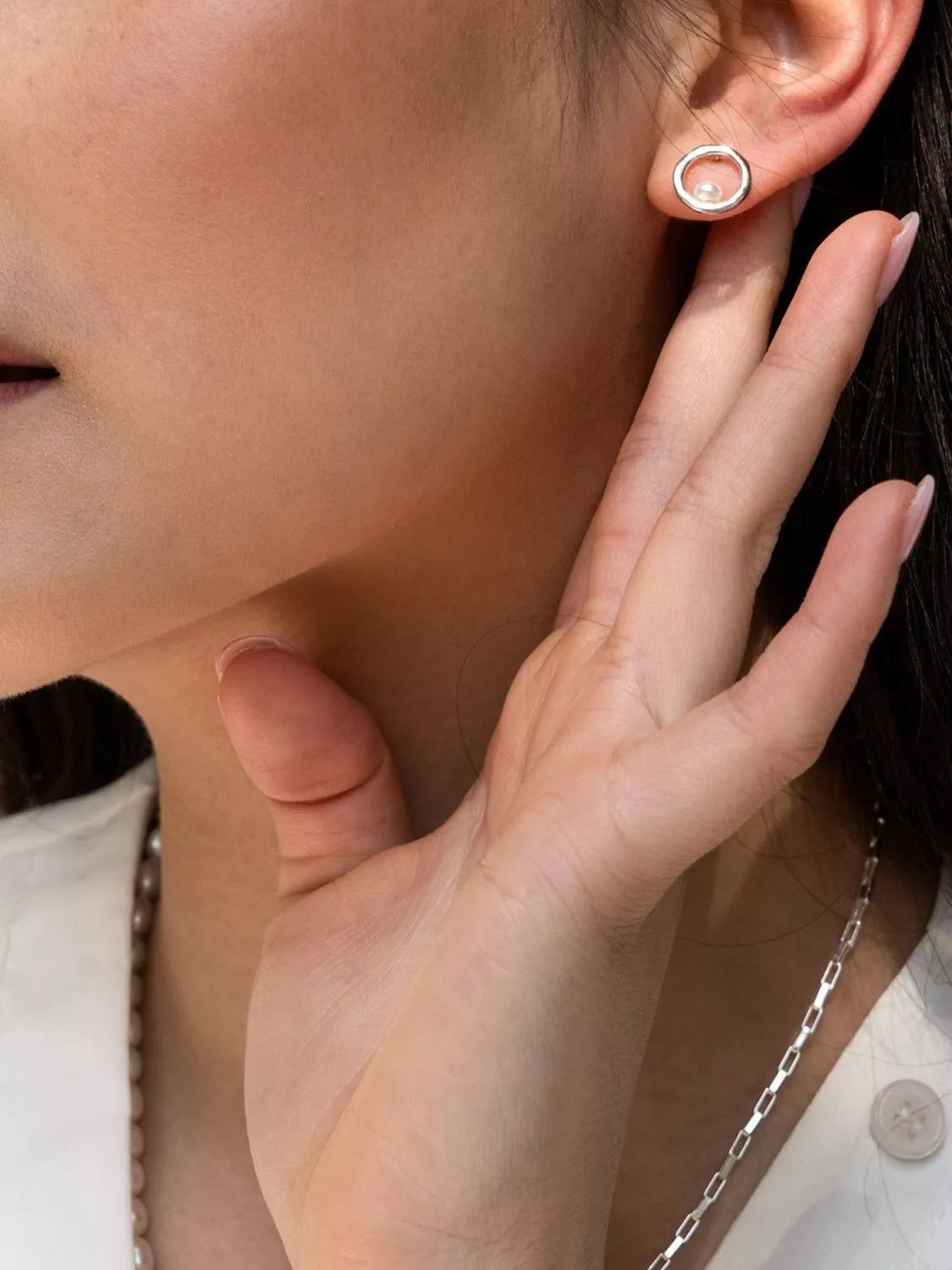 Dower & Hall pearl stud earrings in sterling silver - British product