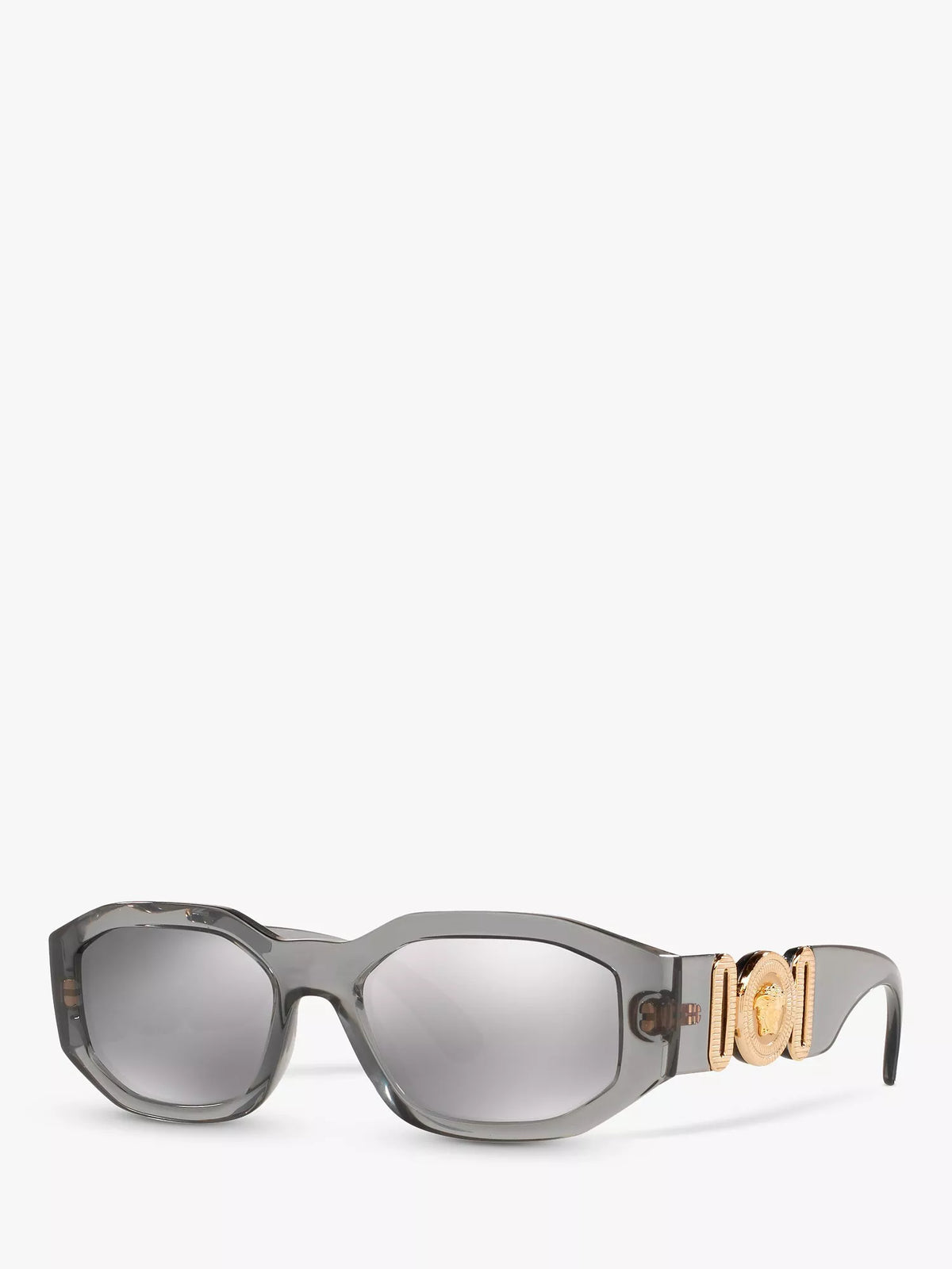 Versace men's irregular sunglasses grey acetate frame mirrored lenses - British product