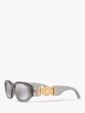Versace men's irregular sunglasses grey acetate frame mirrored lenses - British product