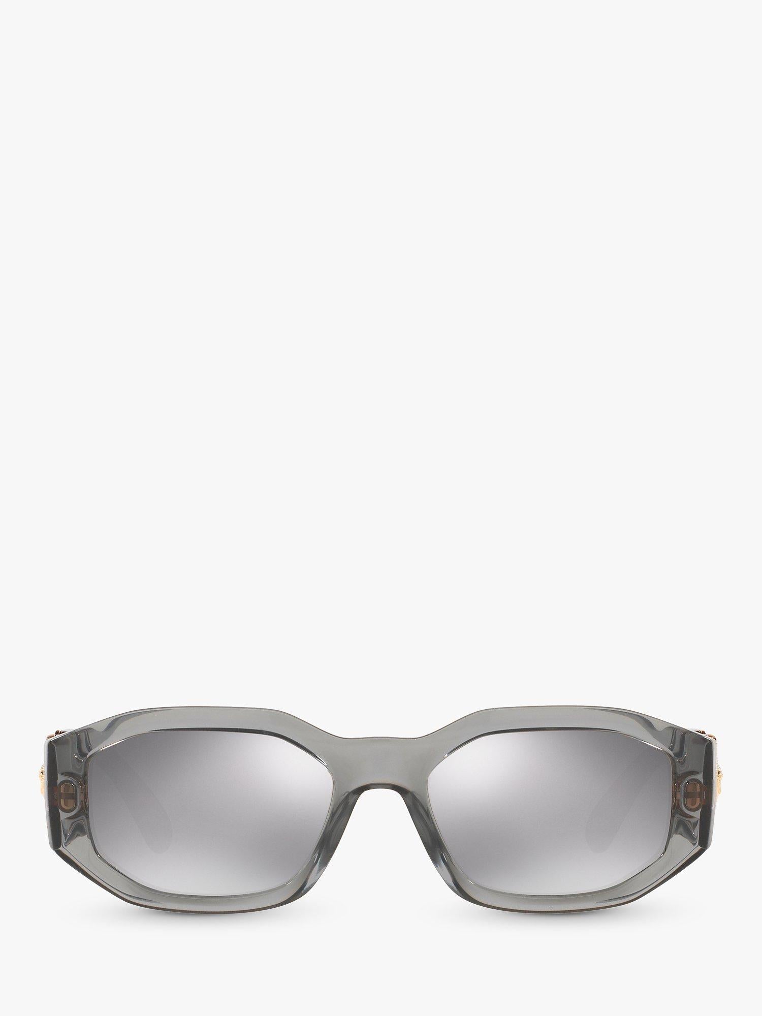Versace men's irregular sunglasses grey acetate frame mirrored lenses - British product