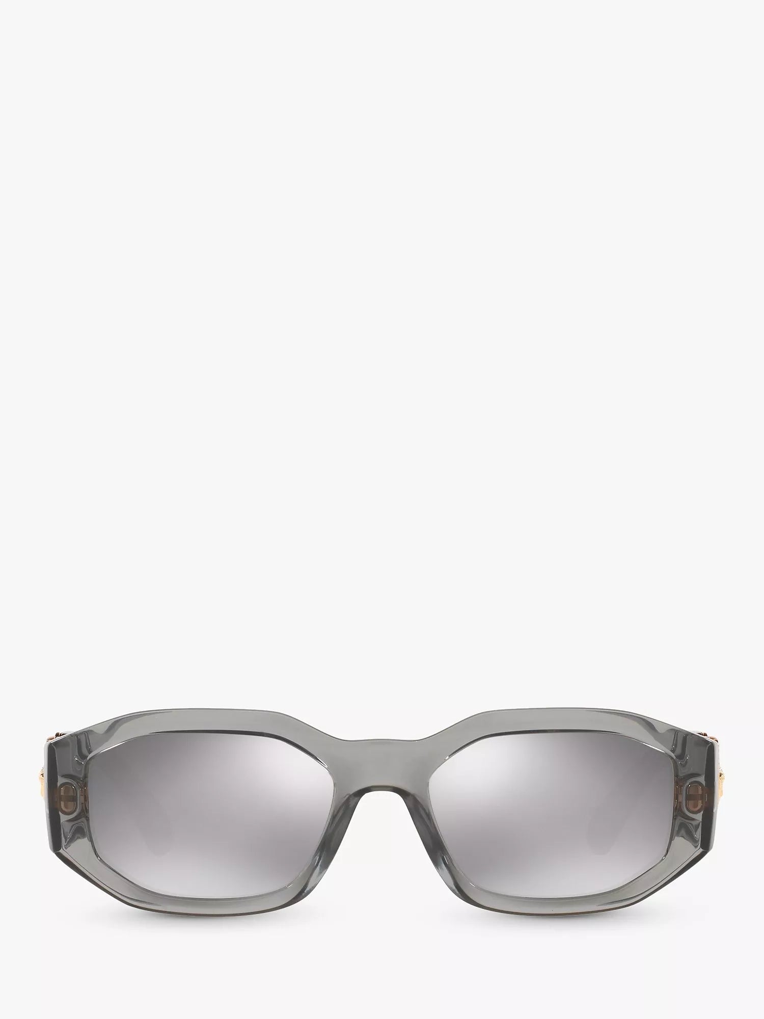 Versace men's irregular sunglasses grey acetate frame mirrored lenses - British product