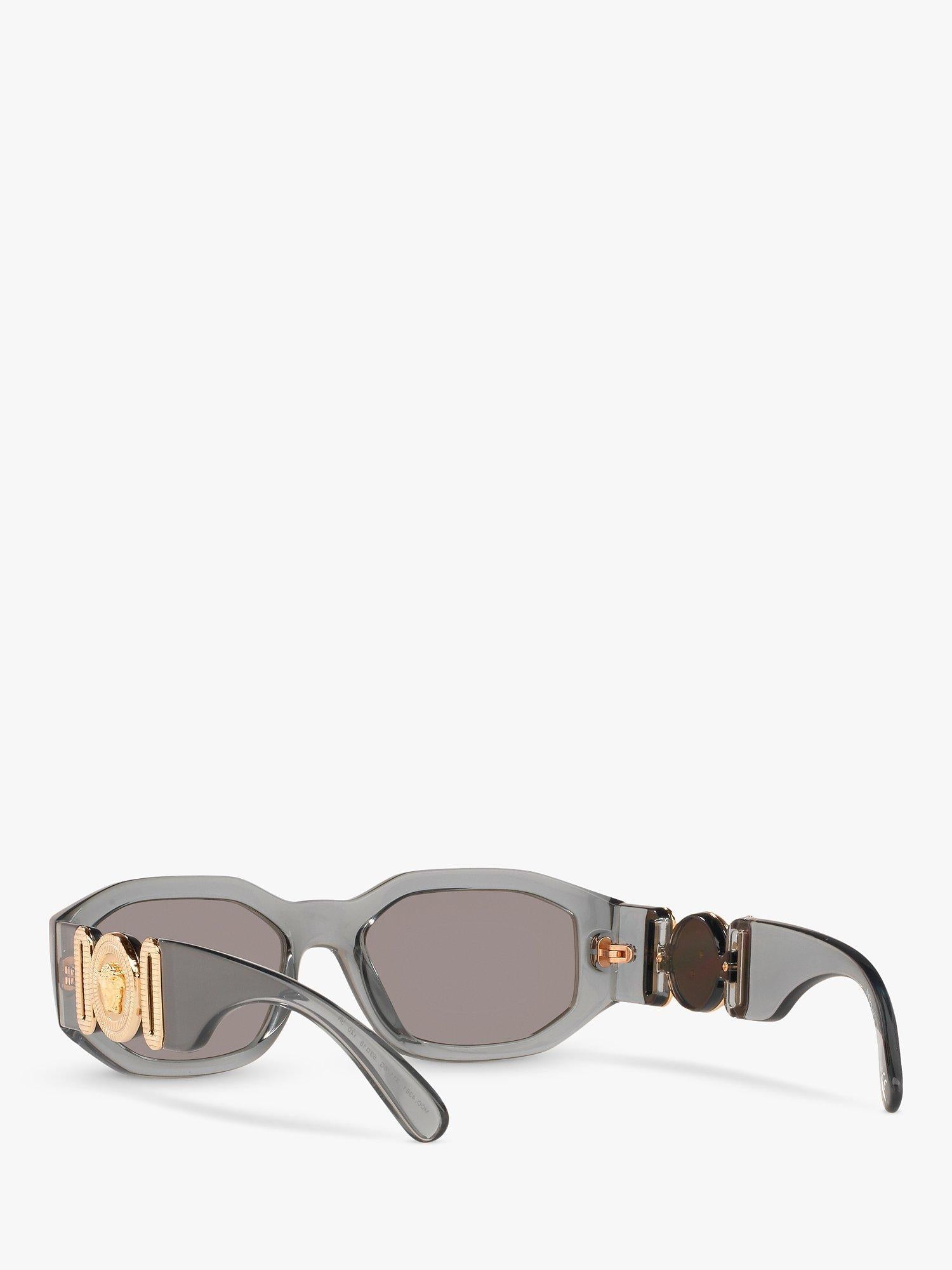 Versace men's irregular sunglasses grey acetate frame mirrored lenses - British product