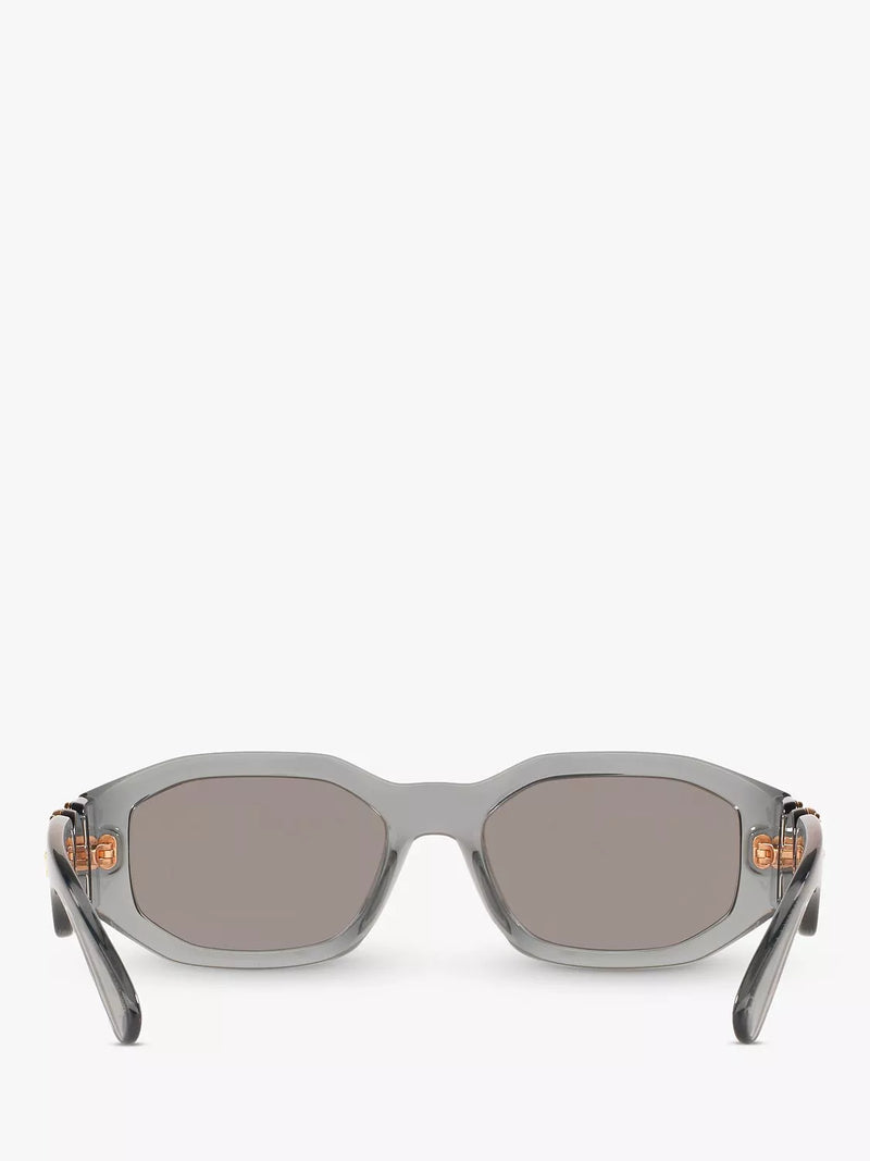 Versace men's irregular sunglasses grey acetate frame mirrored lenses - British product