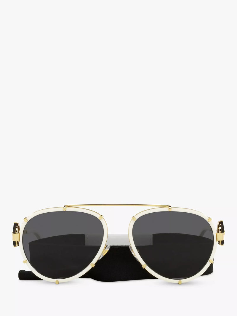 Versace women's aviator sunglasses white on gold, imported from the UK