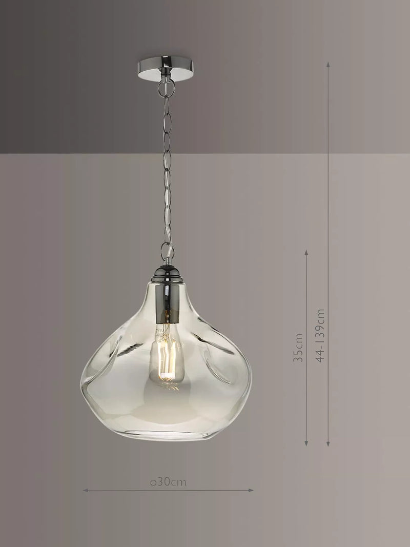Där smoked glass pendant light with black chrome details (British brand)