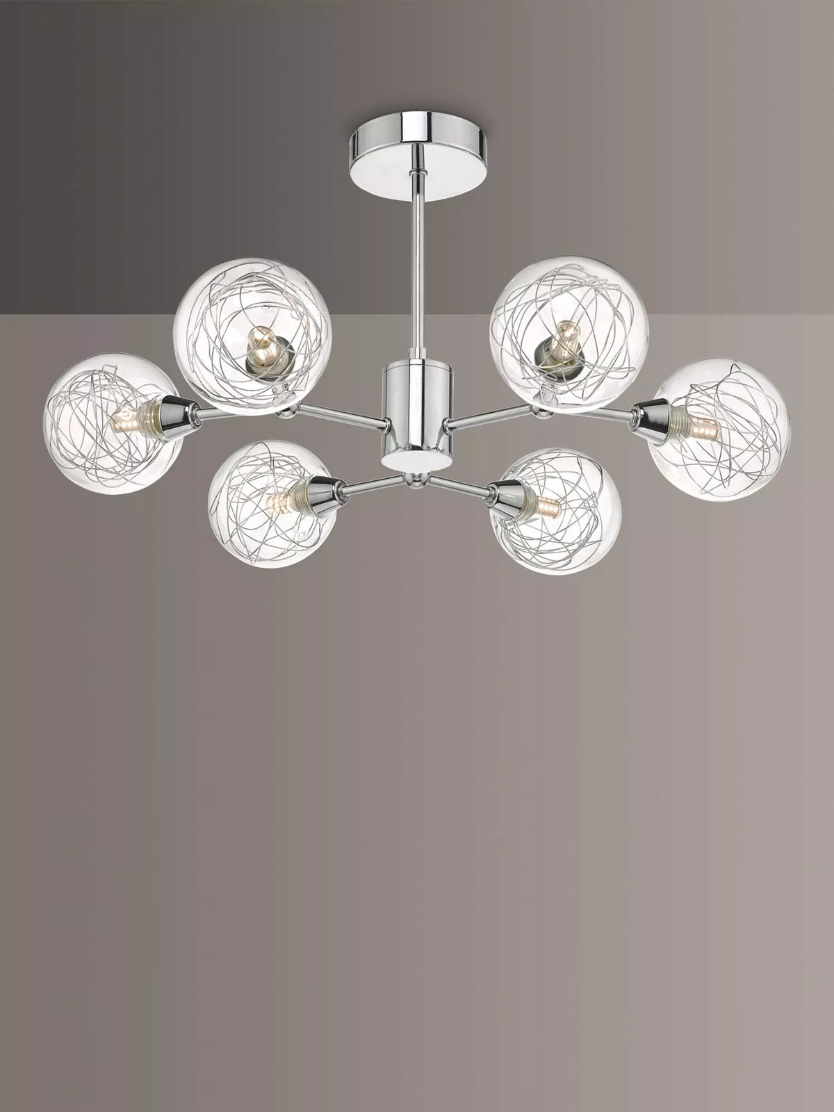 Där Tyka semi flush ceiling light polished chrome, imported from the UK