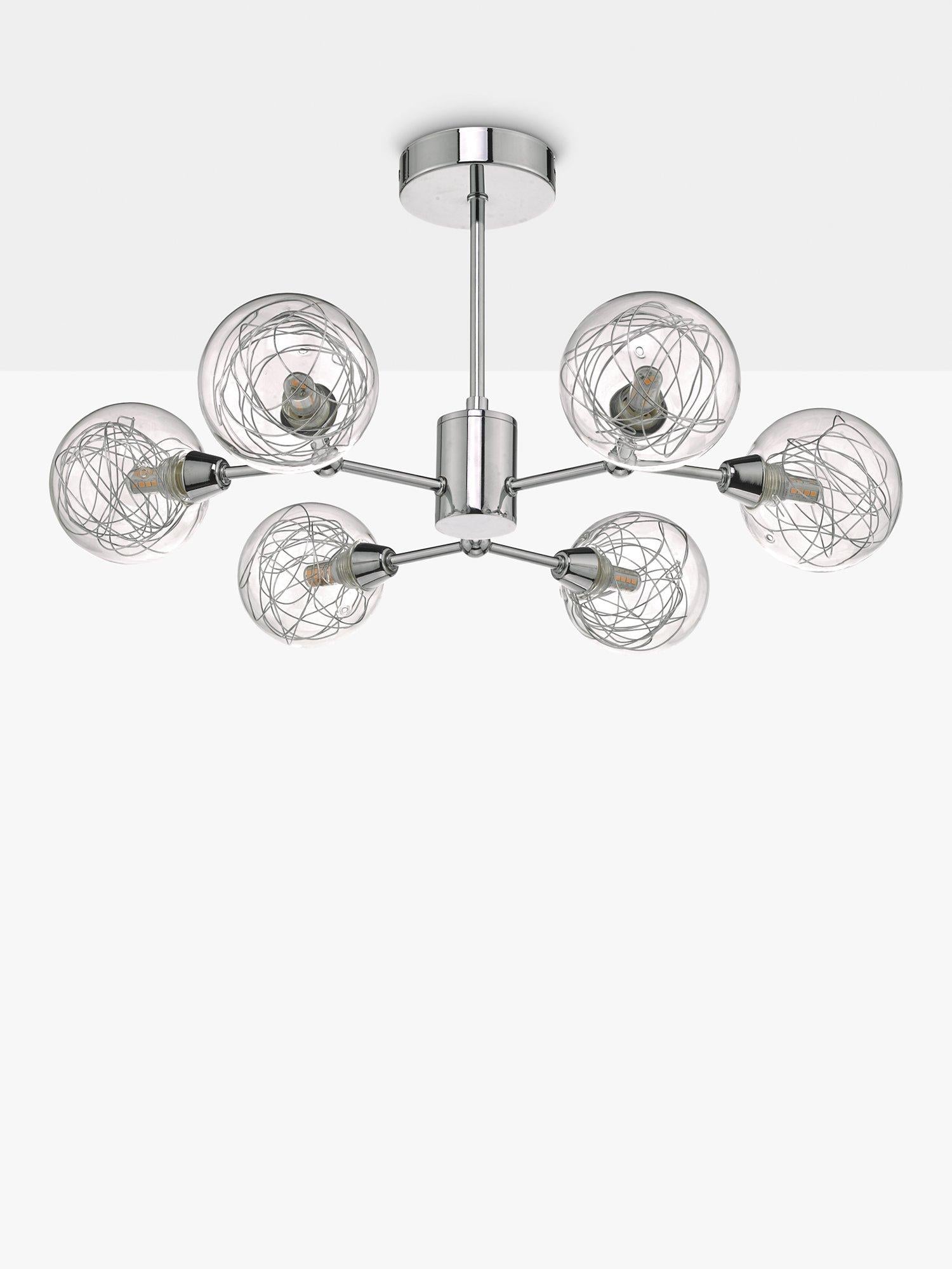 Där Tyka semi flush ceiling light polished chrome, imported from the UK