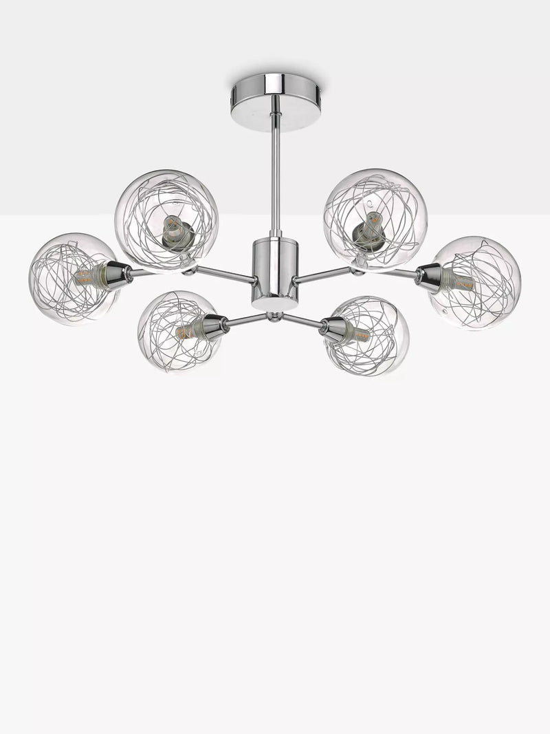 Där Tyka semi flush ceiling light polished chrome, imported from the UK
