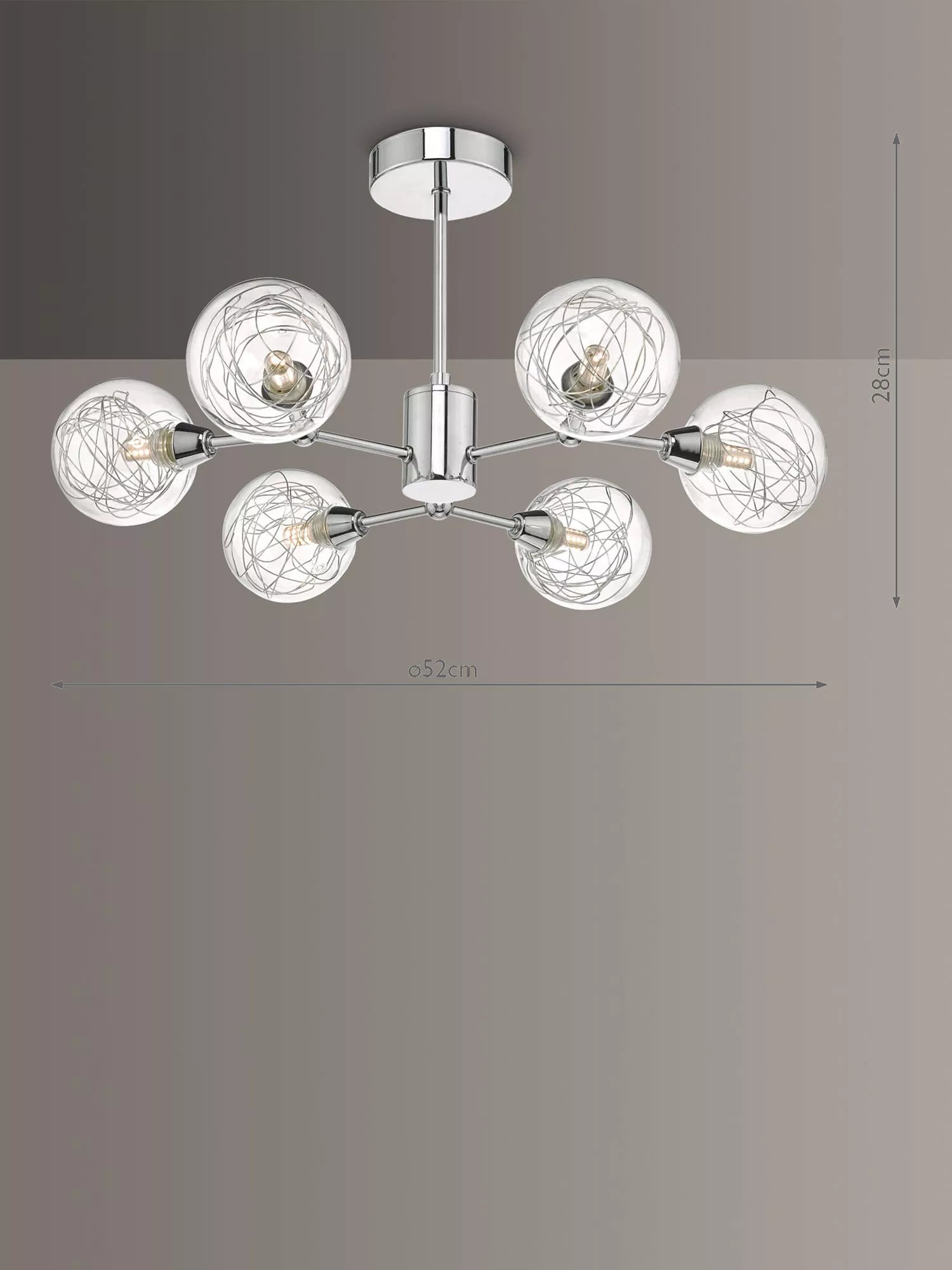 Där Tyka semi flush ceiling light polished chrome, imported from the UK