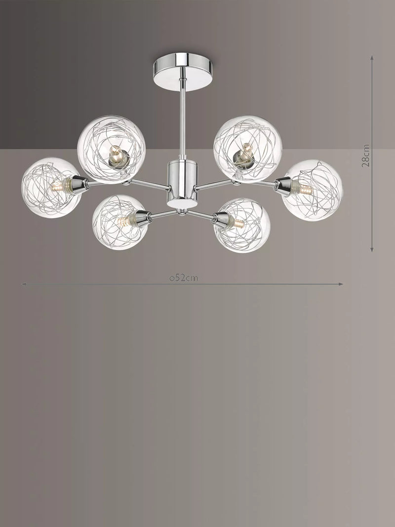 Där Tyka semi flush ceiling light polished chrome, imported from the UK