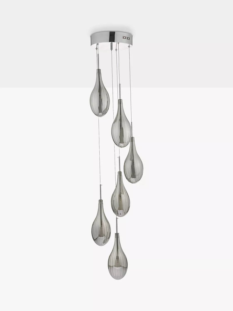 Där Seta cluster pendant ceiling light with smoked glass shades - British product
