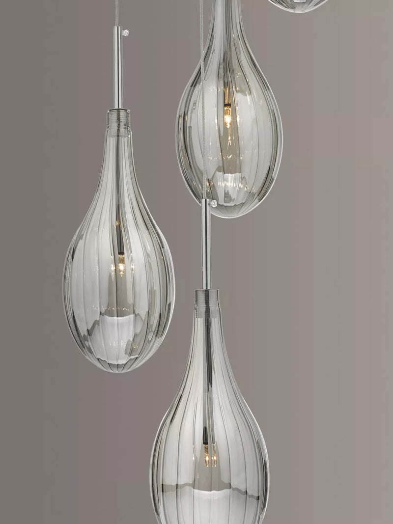 Där Seta cluster pendant ceiling light with smoked glass shades - British product