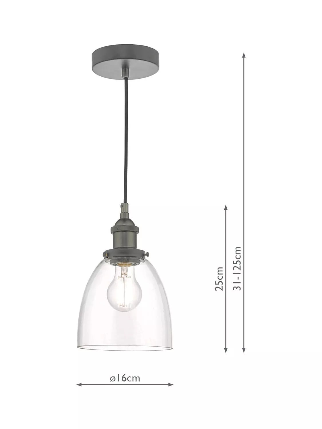 Där Arvin pendant light antique chrome glass (British brand)