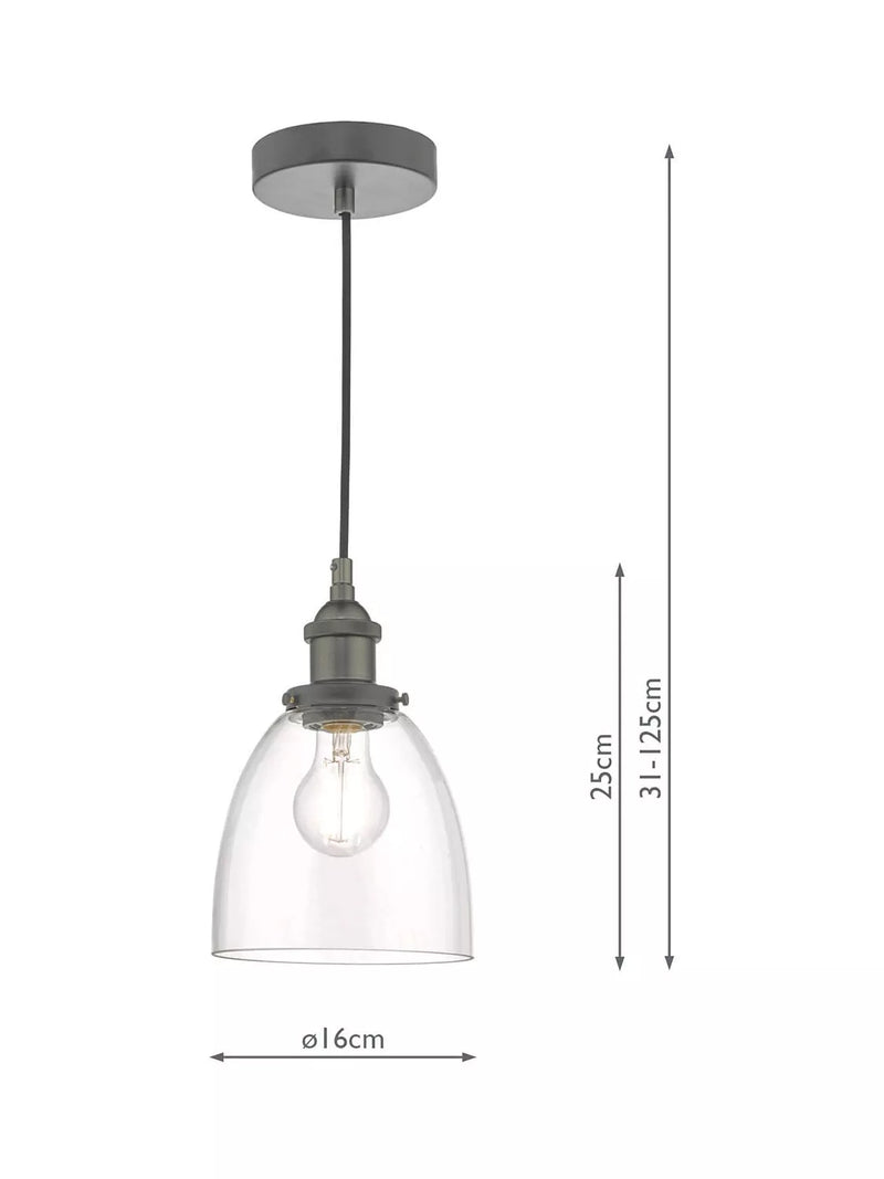 Där Arvin pendant light antique chrome glass (British brand)