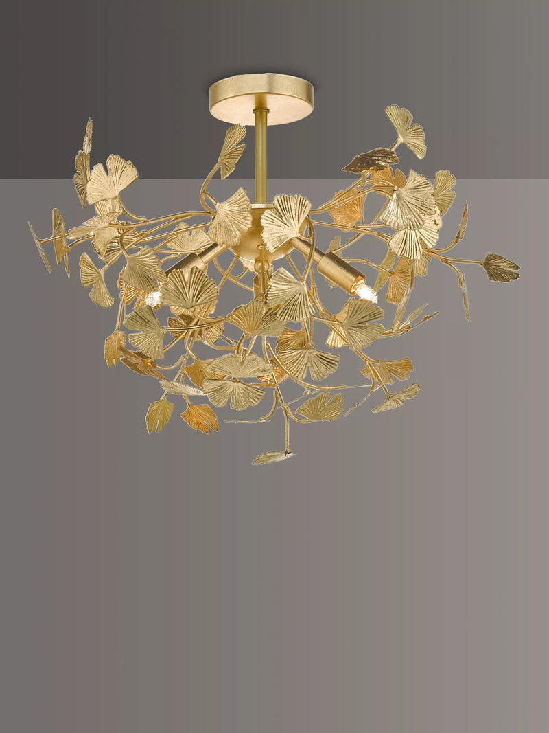 Där Yadira gold leaf semi flush ceiling light - British product