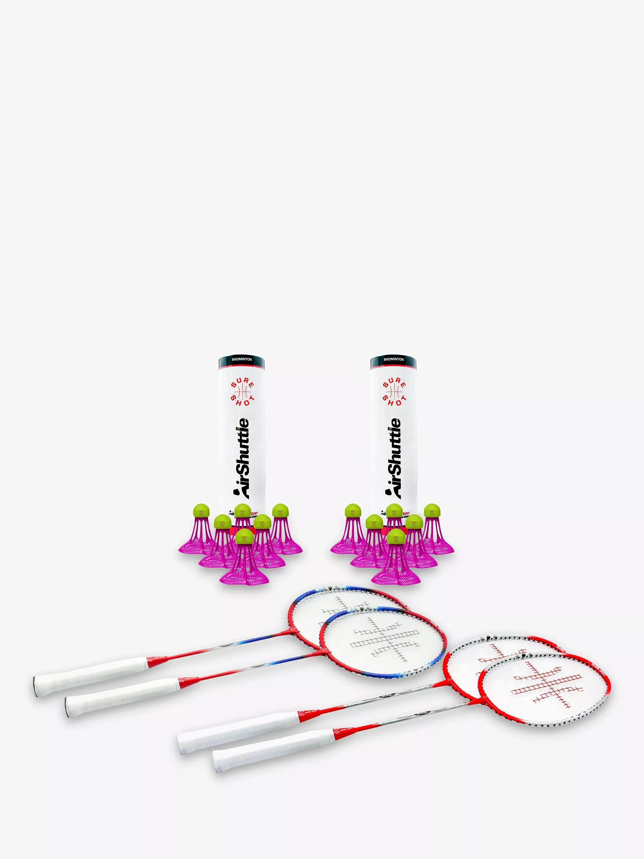 Sure Shot badminton set with net rackets and shuttlecocks (British brand)